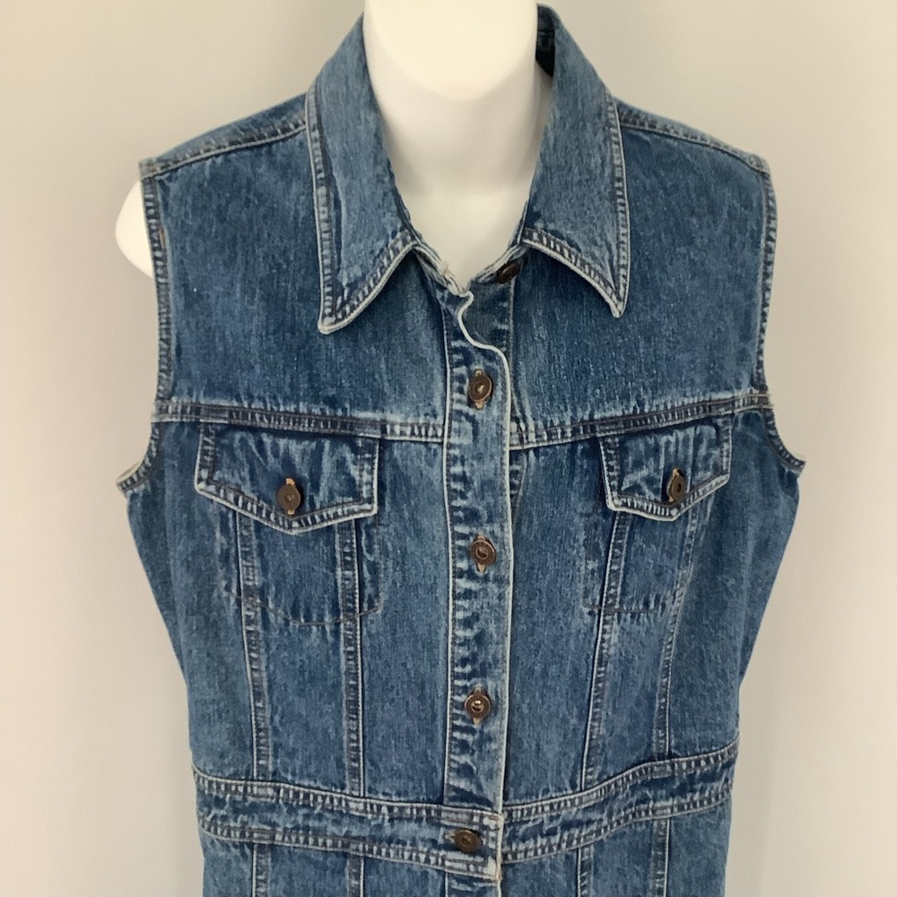 Gap Vintage Sleeveless Buttondown Denim Dress Sz. 12 - Picture 7 of 8